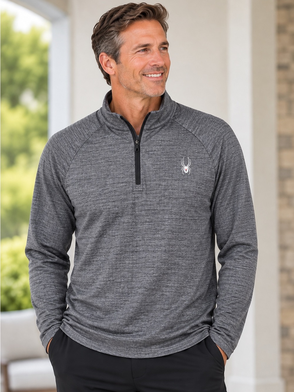 Spyder Quarter Zip Pullover Men’s XXL Gray Long Sleeve Top Activewear Athleisure